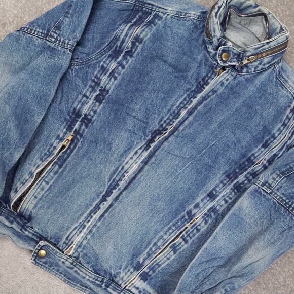 VTG 90s Nino Cerruti Medium Wash Small Blue Denim Long Sleeve Jean Jacket - Picture 8 of 10